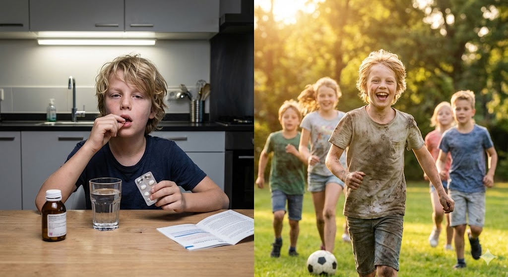 Kind met ADHD medicatie versus hersteld kind na digitale detox