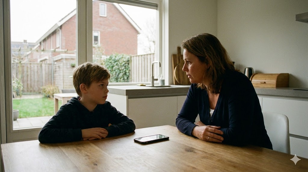 Ouder en kind bespreken wanneer kind eerste smartphone krijgt - bewuste keuze