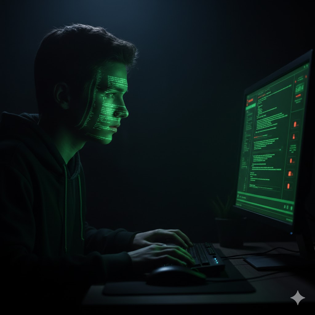 Kind met koptelefoon achter computer op Discord
